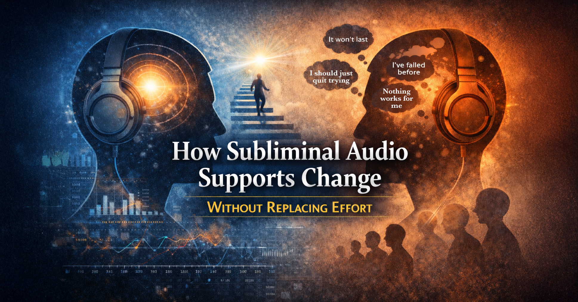 Illustration representing how subliminal audio supports personal change by reinforcing alignment between intention and effort